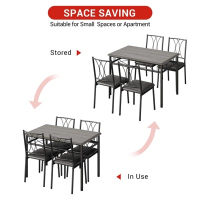 Dining Table Set for 4, Rectangle Kitchen Table with 4 Chairs Set for 4