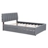 TIRAMISUBEST Twin/Full/Queen Size Upholstered Platform Bed with Trundle, Teddy Fleece Bed Frame with LED Headboard and Slats Support - 3 of 4