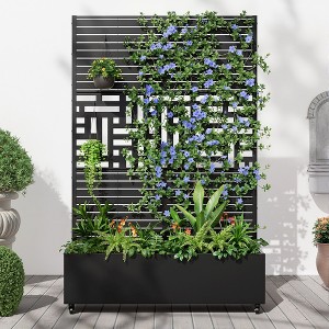 Iron Art Black Planter With Climbing Frame (Louvered Classic Shutter + Helen Street 01) 183*120*40cm - 1 of 4
