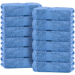 Wealuxe Premium Hand Towels for Bathroom - 12 Pack Cotton Hand Towel Bulk for Gym, Kitchen and Spa, Terry Salon Towels - 16x27" - 1 of 4