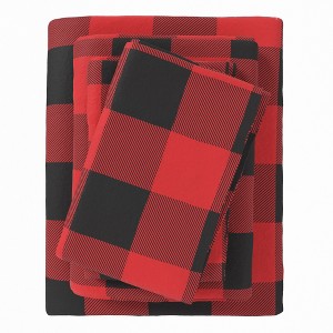 100% Cotton Plaid & Stripe Flannel Sheet Set - Great Bay Home - 1 of 4