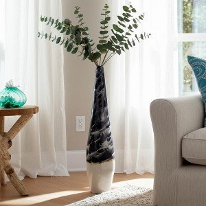 Coastal Metal Iron Vase - Elegant Tall Decorative Floor Vase - Modern Accent for Home, Office, Bedroom, and Living Room - 35" Blue - 1 of 4