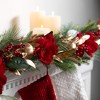72"L Sullivans Artificial Magnolia Pomegranate Christmas Garland, Green-Red, Indoor Christmas Decor - 3 of 4