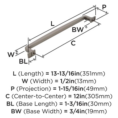 12-Inch Brushed Nickel Industrial Appliance Pull with Mounting Hardware