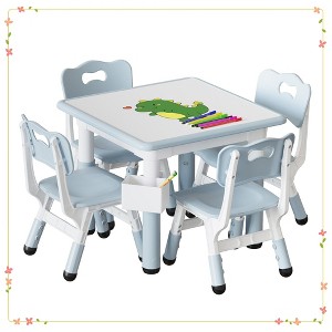 Toddler Table and 4 Chairs Set with Graffiti Desktop - 1 of 4