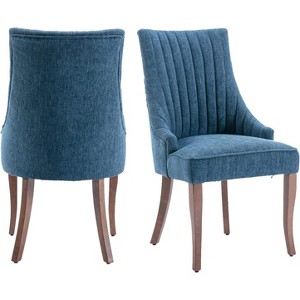 MAYEERTY Set of 2 Minimalist Pleated Chair, Soft Upholstery Solid Wood Legs, Home Use - 1 of 4
