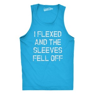 Mens I Flexed and the Sleeves Fell Off Tank Top Funny Sleeveless Gym Workout Shirt - Crazy Dog Men's Tank Top - 1 of 4