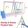 Gulches 500 lbs 7 in 1 Swing Set for Kids Backyard Outdoor A-Frame Heavy-Duty Metal Swing Sets with Slide, 2 Swing Seats, 1 Climbing Net & Ladder - 3 of 4