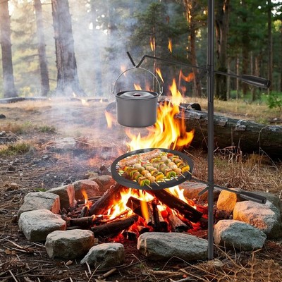 Garvee Heavy Duty Steel Over Fire Campfire Grill with Carrying Bag for Outdoor Open Flame Cooking and BBQ