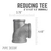 Pipe Decor 2 in. x 1 1/2 in. x 2 in. Black Reducing Tee - 3 of 4