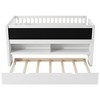 PAGED Twin Size Low Loft Bed Modern Pine Bed Frame with 2 Movable Storage Shelves and Blackboard for Bedroom - 3 of 4