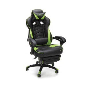 110 Racing Style Reclining Ergonomic Leather Gaming Chair with Footrest Green - RESPAWN