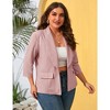 Whizmax Womens Plus Size Casual Pocketed Blazer Office Open Front 3/4 Sleeve Cardigans Jacket Work Suit,pink,4XL - 3 of 4