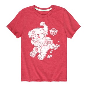 Boys' - Paw Patrol - Rubble Santa Hat Short Sleeve Graphic T-Shirt - 1 of 4