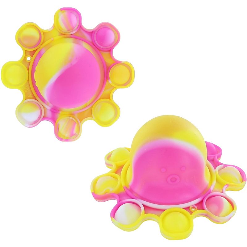 Toynk Pop Fidget Toy Yellow & Pink Octopus 8-Button Silicone Bubble Popping Game, 2 of 8