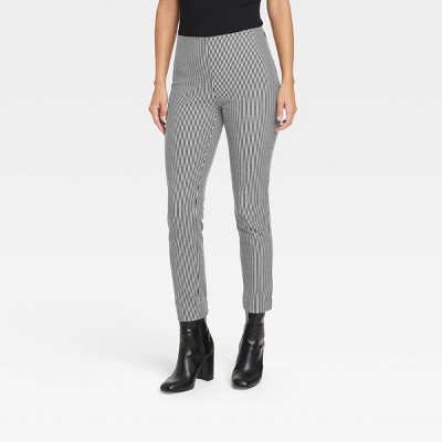 Women's High-Rise Slim Fit Bi-Stretch Ankle Pants - A New Day™ Black/White  Plaid 12