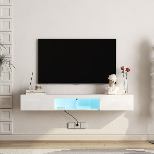 MOEPISY Floating TV Stand Wall Mounted, 63inch Modern TV Stand,Floating TV Cabinet Entertainment Center for 55 60 65 Inch TV, White - 1 of 4