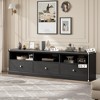 Homhougo TV Stand for TVs Up to 80", 70in Entertainment Center with Storage Drawer and Open Shelves Black - 2 of 4