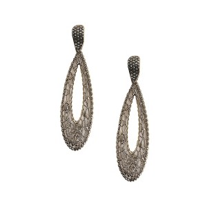 SOHI Women's Antique Silver Intricate Oval Rose Drop Earrings - 1 of 4