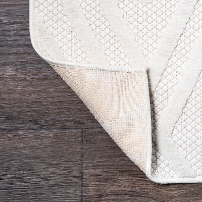 Ivory Geometric Flat Woven Synthetic Rectangular Rug