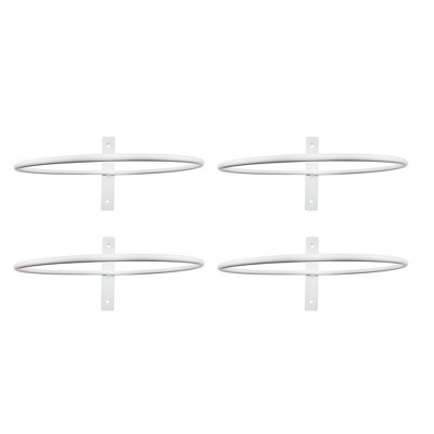 Esterno Metal Wall Ring White Planters; Wall-Mounted Garden Pot Holders Indoor / Outdoor