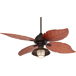 60" Casa Vieja Oak Creek Tropical Indoor Outdoor Ceiling Fan with LED Light Oil Rubbed Bronze Walnut Frosted Glass Damp Rated for Patio Exterior House - 1 of 4