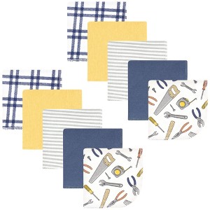 Hudson Baby Infant Boy Flannel Washcloths, Construction Work 10Pk, One Size - 1 of 4