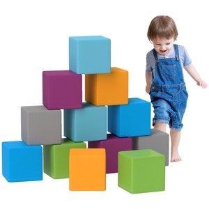 SEVOBAL Baby Activity Gyms 12 Piece Soft Foam Stacking Blocks Toy for Toddlers Motor Skill Development, Multicolored, 7.8"*7.8"*7.8" - 1 of 4