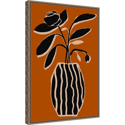 Ochre Still Life No 5 Abstract Canvas Art with Bronze Frame