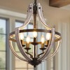 DORESshop 5-Light Farmhouse Gray Wood and Matte Black KD Chandelier with Boat Anchor Geometric Design for Kitchen Bedroom No Bulbs Included - 2 of 4