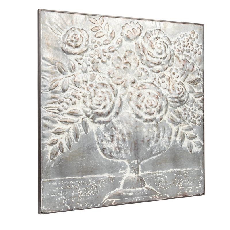Square Metal Floral Bouquets Wall D&#233;cor - Storied Home, 5 of 13