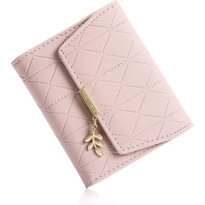 FATMOON Small Wallet for Women Leather RFID Blocking Card Holder Easy-to-Use Bifold with Zipper Coin Pocket & ID Window