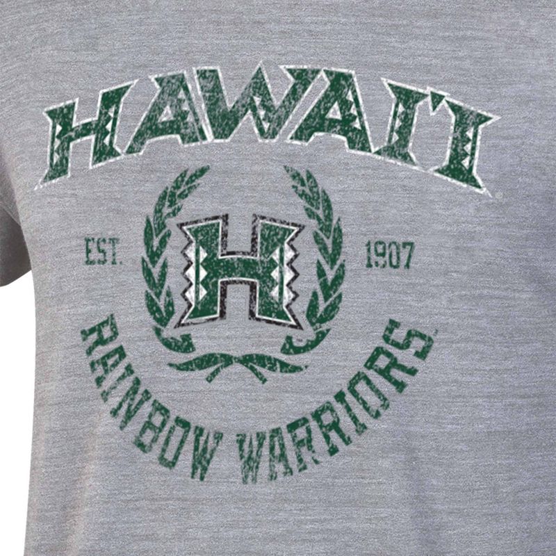 NCAA Hawaii Rainbow Warriors Men&#39;s Gray Triblend T-Shirt, 3 of 4