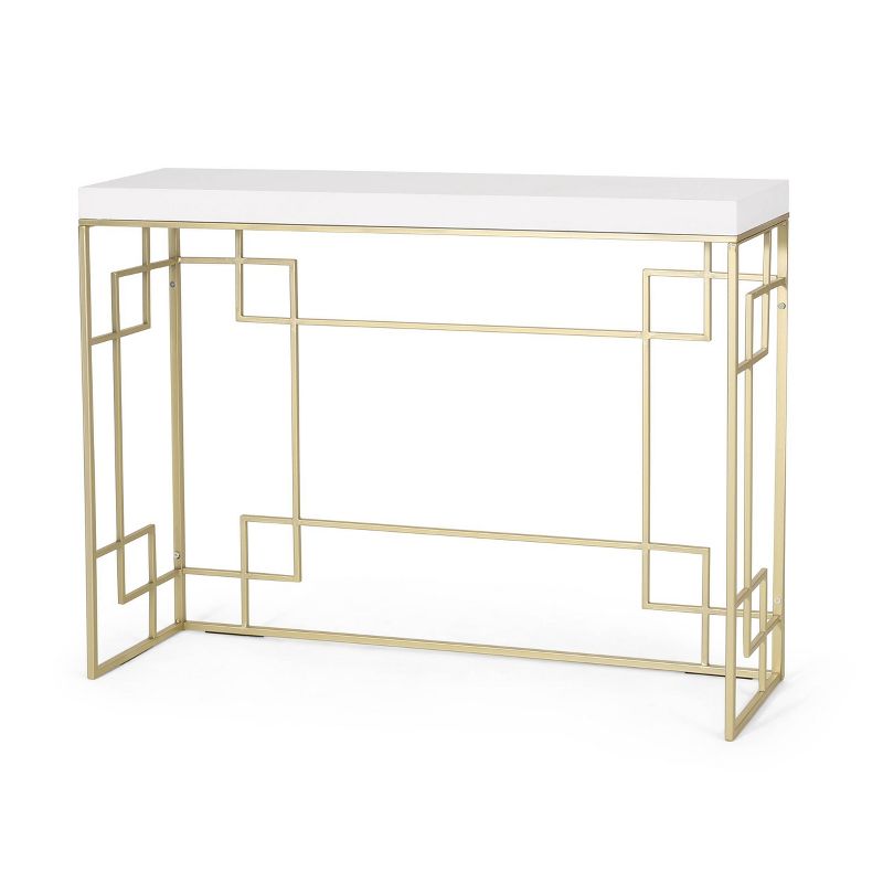 Depue Modern Glam Geometric Console Table Gold/White - Christopher Knight Home, 4 of 12