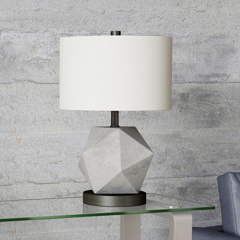 Hampton &#38; Thyme 19.5&#34; Tall Table Lamp with Fabric Shade Concrete/Blackened Bronze/White, 3 of 13