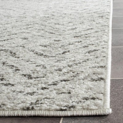 Ivory Charcoal Chevron 2'6" X 8' Runner Synthetic Rug