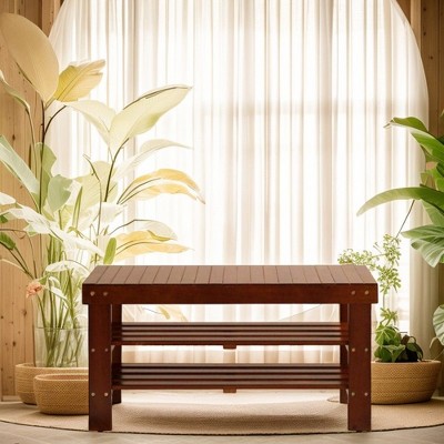 NicBex 35.5" Shoe Bench,Modern Ottoman with Storage Shelf for Living Room,Entryway