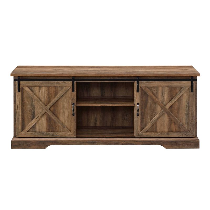 Clarabelle Double Sliding X Barn Door TV Stand for TVs up to 80" - Saracina Home, 4 of 11