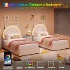Princess Twin Size Bed Frame with 4 Storage Drawers & LED Lights, Velvet Upholstered Platform Bed with Rainbow Headboard for Kids/Girls - 4 of 4