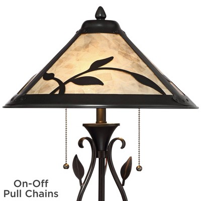 Bronze Metal Leaf Table Lamp with Mica Shade
