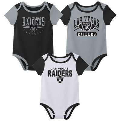 Image of NFL Las Vegas Raiders Infant Boys' 3pk White Bodysuit - 0-3M