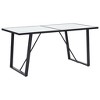 vidaXL Tempered Glass Dining Table with Marble Pattern and Powder-Coated Metal Frame, White and Black, Modern Design, 63"x31.5"x29.5" - 2 of 4