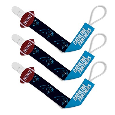 Image of BabyFanatic Officially Licensed Unisex Baby Pacifier Clip 3-Pack NFL Carolina Panthers.