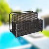 Wicker Pool Storage Cart w/Wheels - Holds Floats, Toys, Towels - Weather-Resistant PE Rattan, Foldable - for Patio, Garden, Beach - 2 of 4