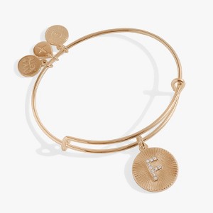 Alex and Ani Initial F Pave Starburst Texture Bangle - 1 of 3