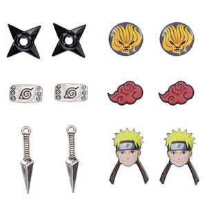 Naruto Shippuden Character And s 6 Pack Costume Jewelry Stud Earrings Set - 1 of 4