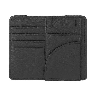 Unique Bargains Auto Sun Visor Pu Leather Organizer Card Holder Bag Pocket  Storage Black : Target