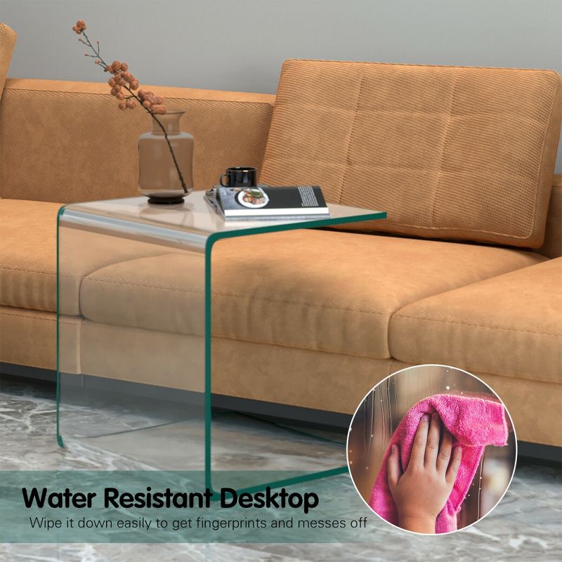 Costway Tempered Glass End Table Transparent Sofa Side Accent Table Living Room, 4 of 11
