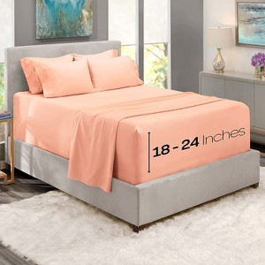 Hearth & Harbor 6 Piece Sheet Set, Extra Deep Pocket Sheets Fits Mattress up to 21", Soft Microfiber Sheets - 1 of 4