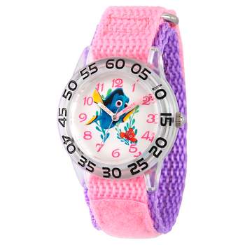 Girls' Disney Finding Dory Nemo and Dory Plastic Time Teacher Watch - Pink